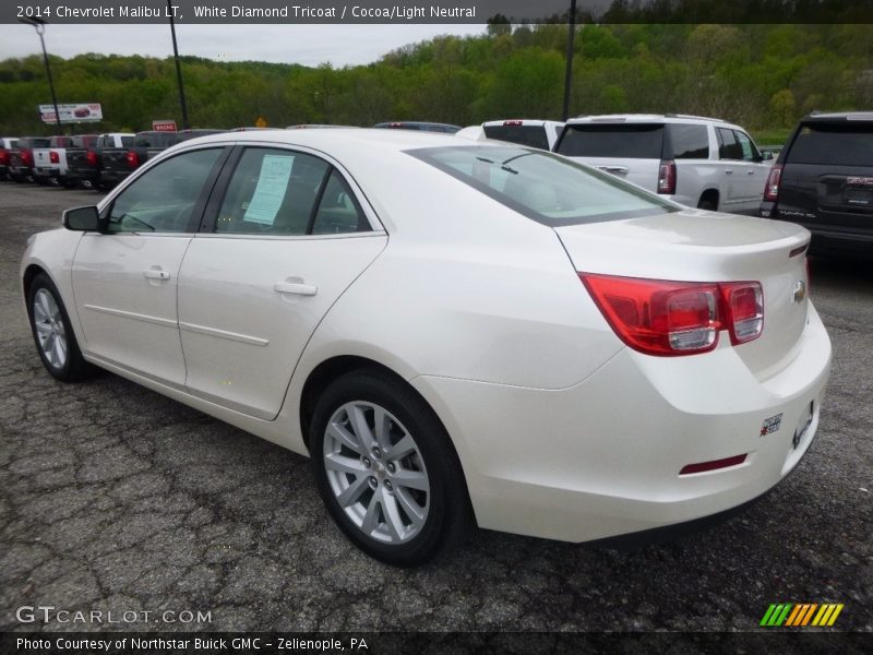 White Diamond Tricoat / Cocoa/Light Neutral 2014 Chevrolet Malibu LT