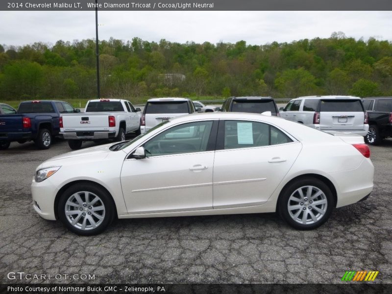 White Diamond Tricoat / Cocoa/Light Neutral 2014 Chevrolet Malibu LT