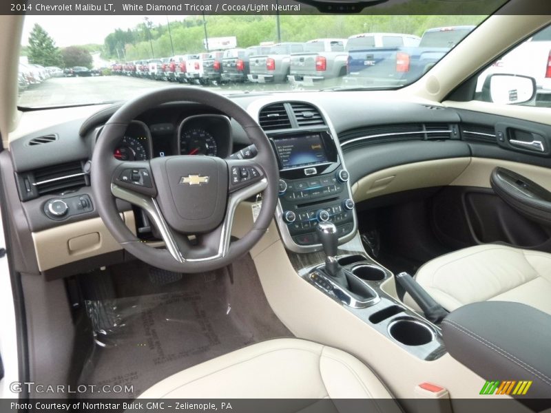 White Diamond Tricoat / Cocoa/Light Neutral 2014 Chevrolet Malibu LT
