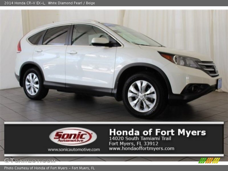 White Diamond Pearl / Beige 2014 Honda CR-V EX-L