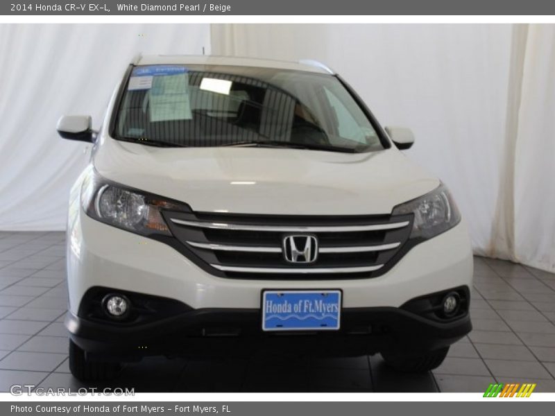 White Diamond Pearl / Beige 2014 Honda CR-V EX-L