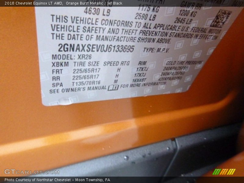 Orange Burst Metallic / Jet Black 2018 Chevrolet Equinox LT AWD