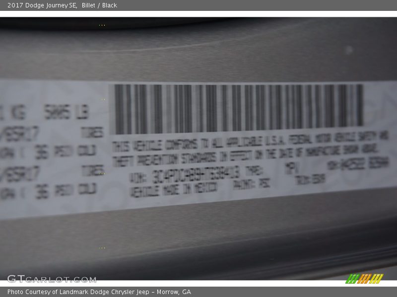 Billet / Black 2017 Dodge Journey SE
