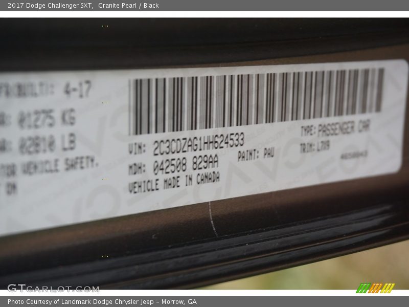 Granite Pearl / Black 2017 Dodge Challenger SXT