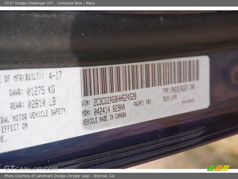 Contusion Blue / Black 2017 Dodge Challenger SXT
