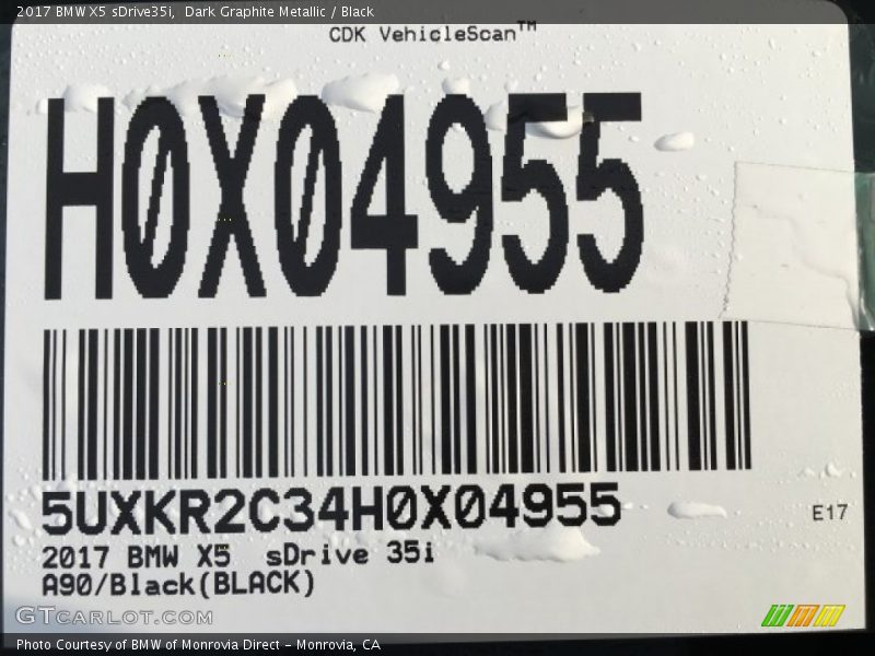 Dark Graphite Metallic / Black 2017 BMW X5 sDrive35i