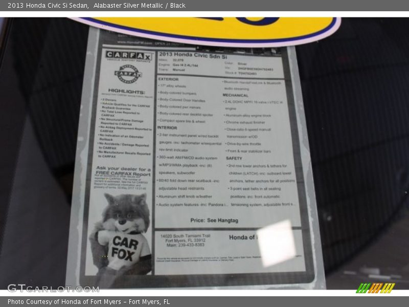 Alabaster Silver Metallic / Black 2013 Honda Civic Si Sedan