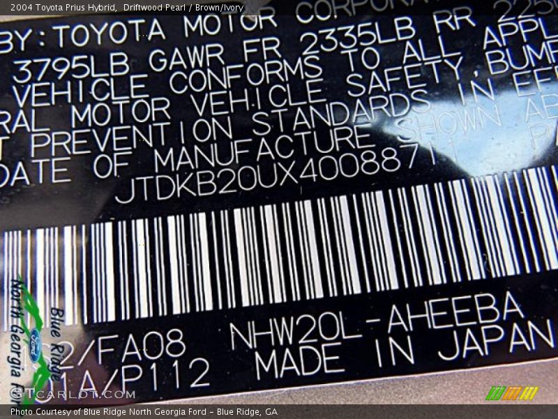 Driftwood Pearl / Brown/Ivory 2004 Toyota Prius Hybrid