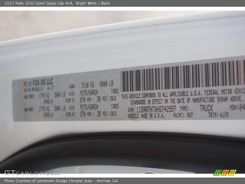 Bright White / Black 2017 Ram 1500 Sport Quad Cab 4x4