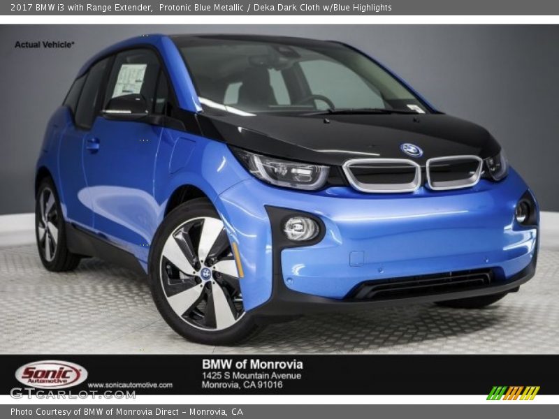 Protonic Blue Metallic / Deka Dark Cloth w/Blue Highlights 2017 BMW i3 with Range Extender