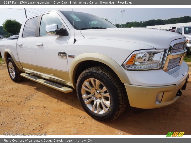 Bright White / Canyon Brown/Light Frost Beige 2017 Ram 1500 Laramie Longhorn Crew Cab