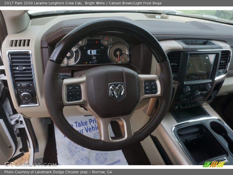 Bright White / Canyon Brown/Light Frost Beige 2017 Ram 1500 Laramie Longhorn Crew Cab