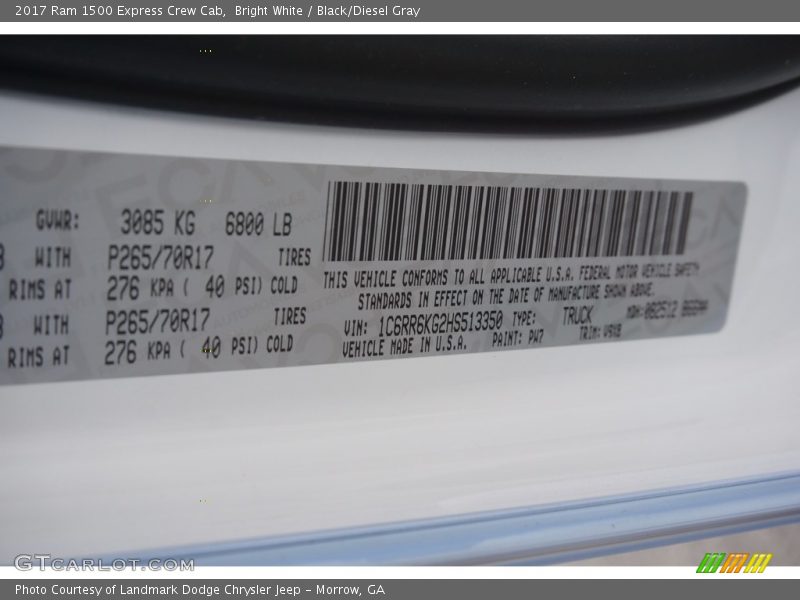 Bright White / Black/Diesel Gray 2017 Ram 1500 Express Crew Cab
