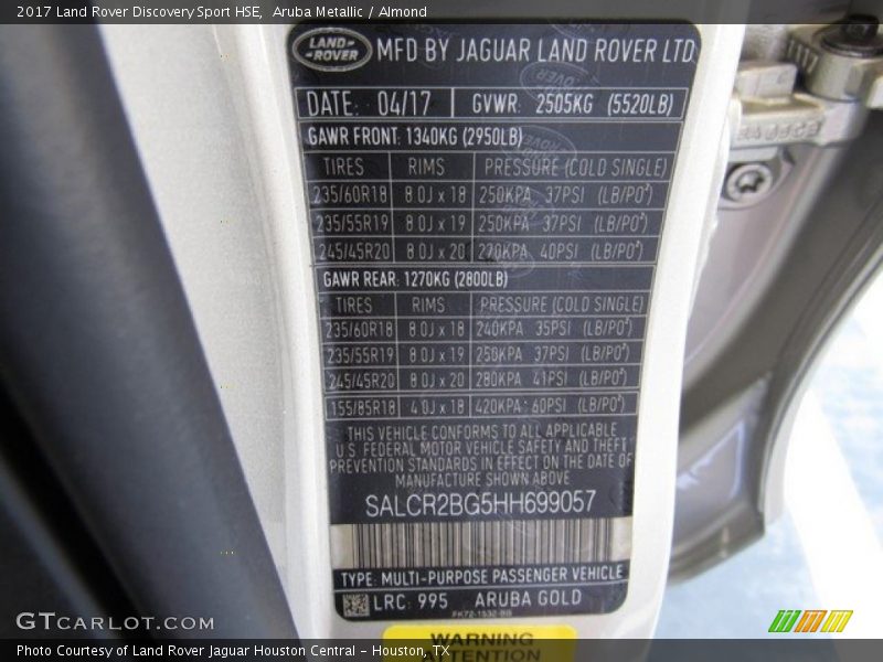 Aruba Metallic / Almond 2017 Land Rover Discovery Sport HSE