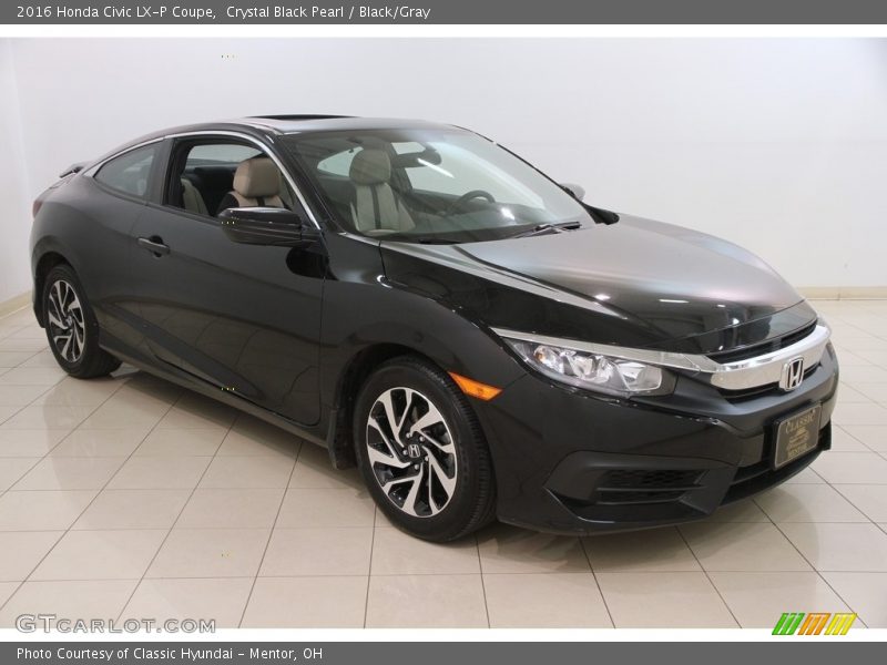 Crystal Black Pearl / Black/Gray 2016 Honda Civic LX-P Coupe