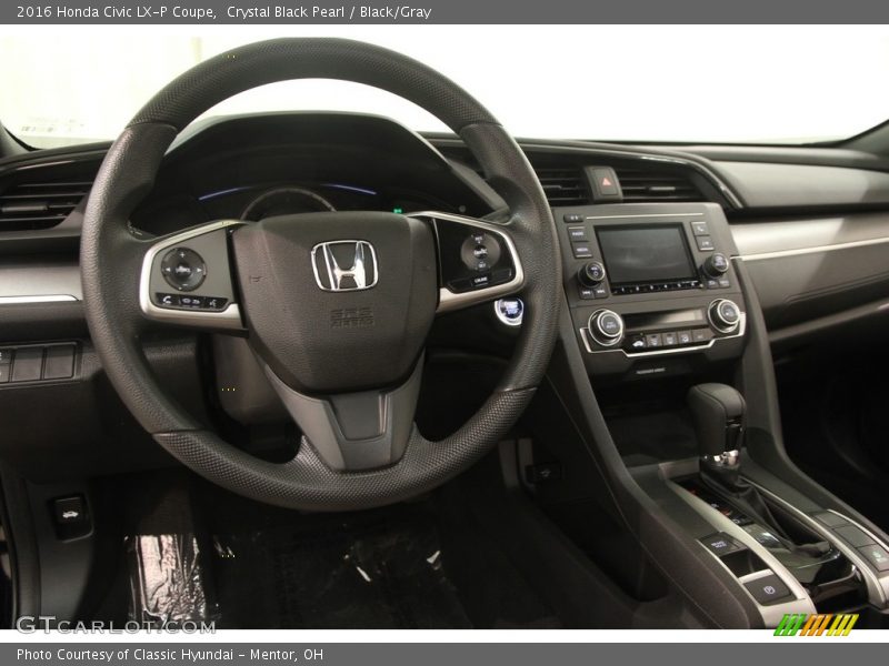 Crystal Black Pearl / Black/Gray 2016 Honda Civic LX-P Coupe