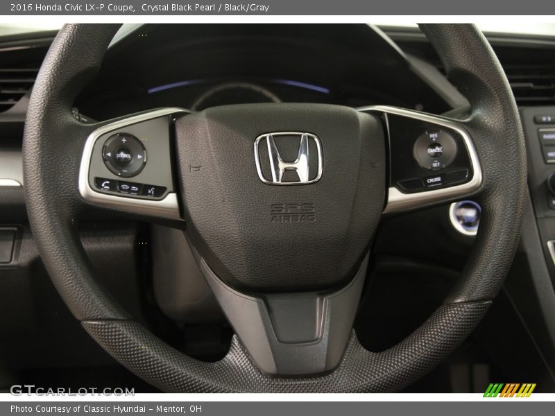 Crystal Black Pearl / Black/Gray 2016 Honda Civic LX-P Coupe