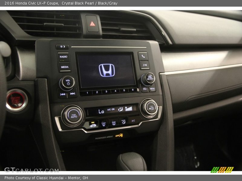 Crystal Black Pearl / Black/Gray 2016 Honda Civic LX-P Coupe
