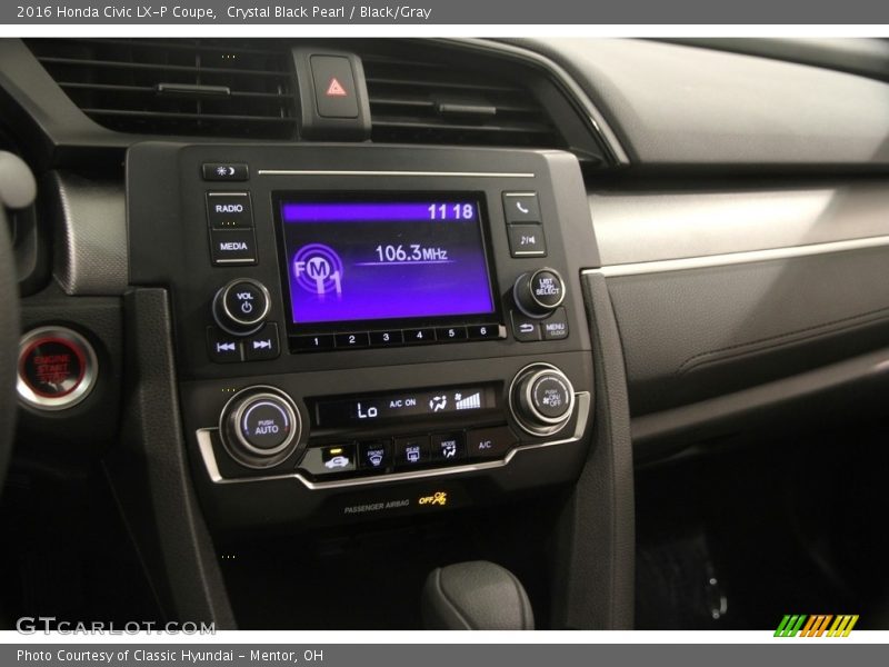 Crystal Black Pearl / Black/Gray 2016 Honda Civic LX-P Coupe