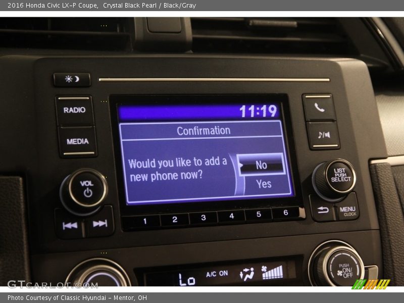 Crystal Black Pearl / Black/Gray 2016 Honda Civic LX-P Coupe