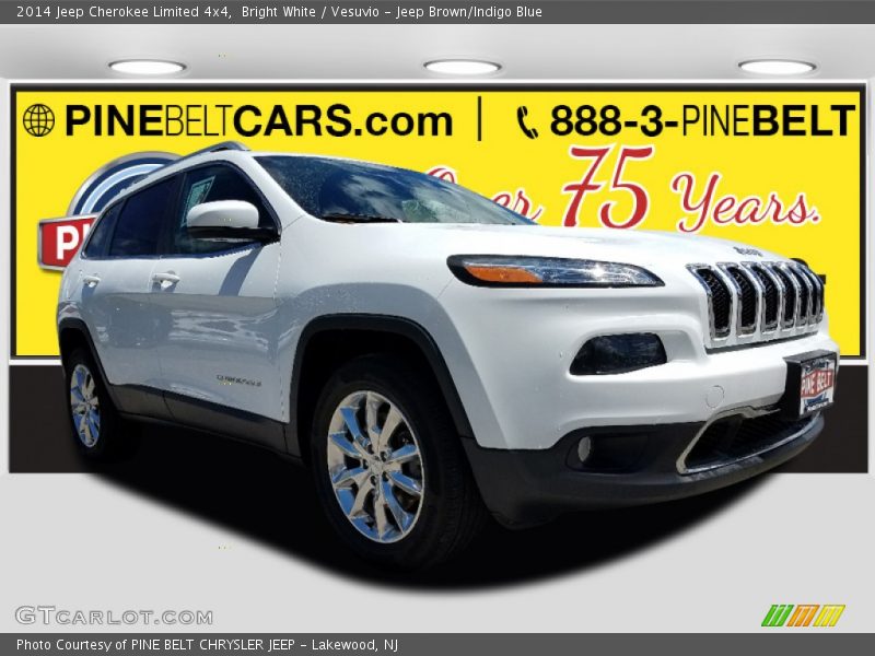 Bright White / Vesuvio - Jeep Brown/Indigo Blue 2014 Jeep Cherokee Limited 4x4