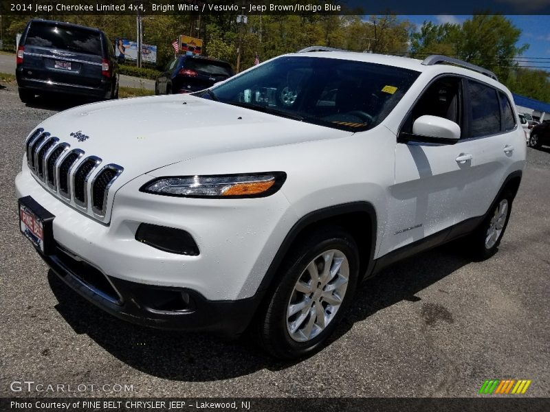 Bright White / Vesuvio - Jeep Brown/Indigo Blue 2014 Jeep Cherokee Limited 4x4