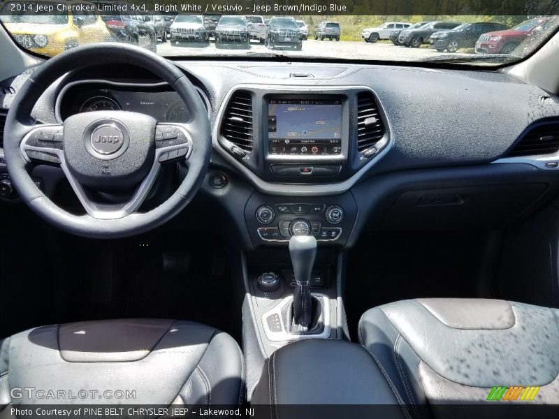 Bright White / Vesuvio - Jeep Brown/Indigo Blue 2014 Jeep Cherokee Limited 4x4