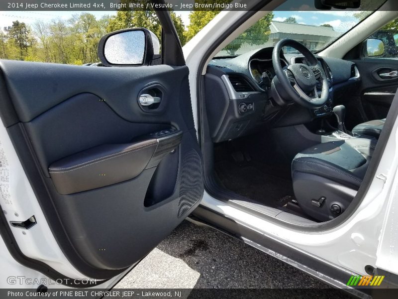 Bright White / Vesuvio - Jeep Brown/Indigo Blue 2014 Jeep Cherokee Limited 4x4
