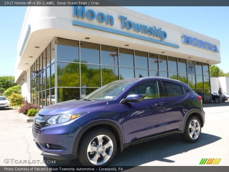 Deep Ocean Pearl / Gray 2017 Honda HR-V EX-L AWD