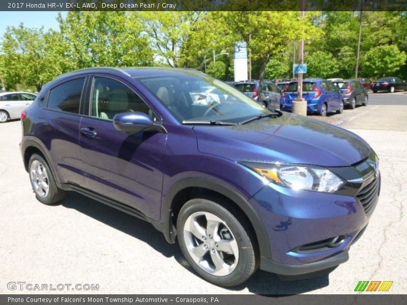 Deep Ocean Pearl / Gray 2017 Honda HR-V EX-L AWD