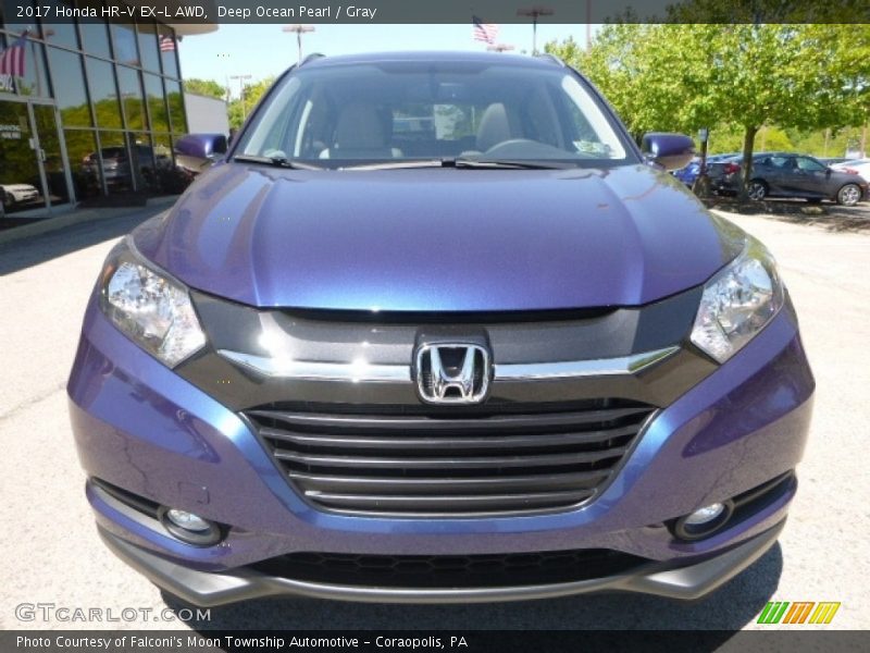 Deep Ocean Pearl / Gray 2017 Honda HR-V EX-L AWD