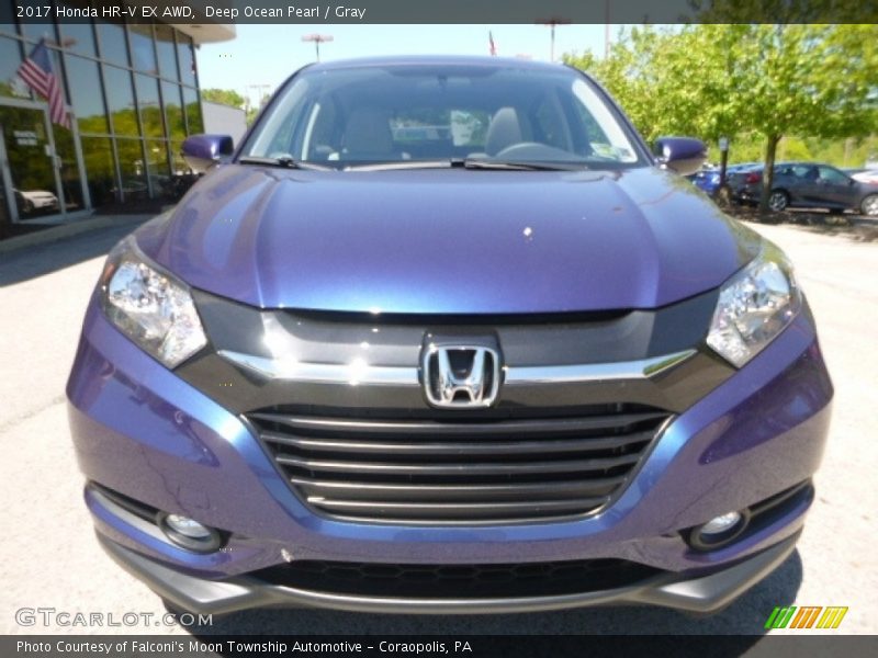 Deep Ocean Pearl / Gray 2017 Honda HR-V EX AWD