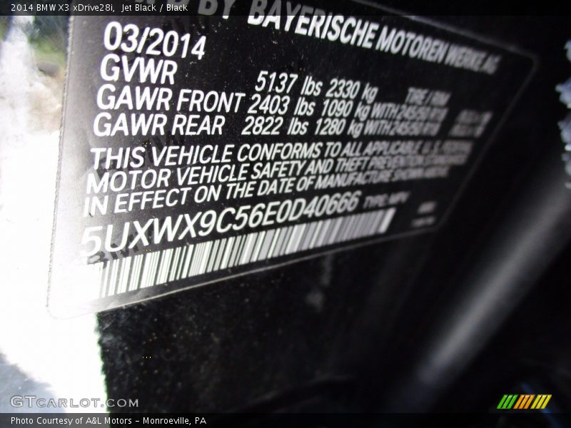 Jet Black / Black 2014 BMW X3 xDrive28i