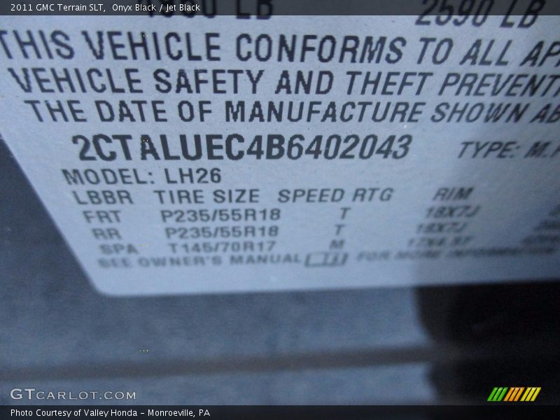 Onyx Black / Jet Black 2011 GMC Terrain SLT
