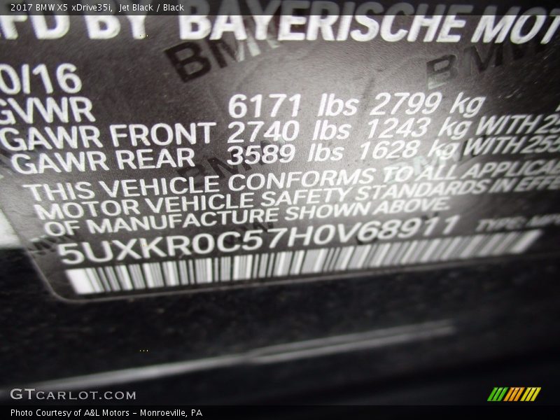Jet Black / Black 2017 BMW X5 xDrive35i