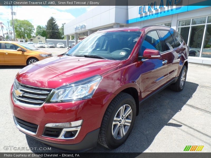Siren Red Tintcoat / Ebony 2017 Chevrolet Traverse LT AWD