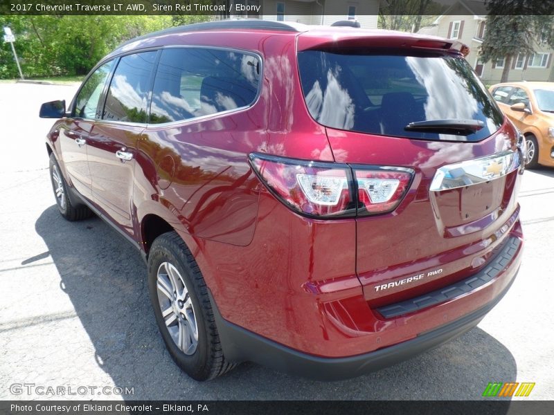 Siren Red Tintcoat / Ebony 2017 Chevrolet Traverse LT AWD
