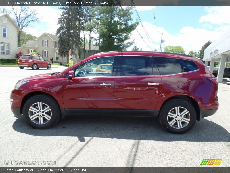 Siren Red Tintcoat / Ebony 2017 Chevrolet Traverse LT AWD