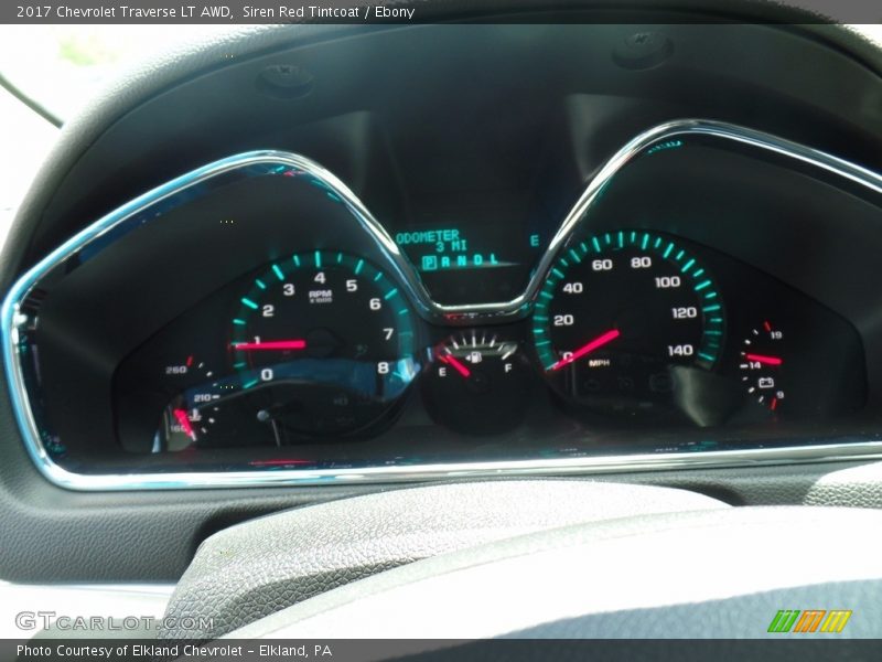 Siren Red Tintcoat / Ebony 2017 Chevrolet Traverse LT AWD