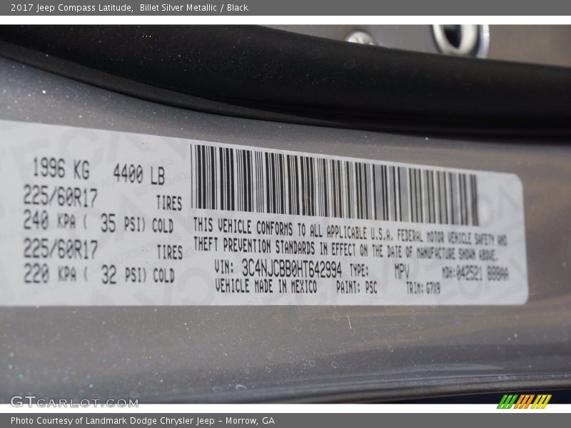 Billet Silver Metallic / Black 2017 Jeep Compass Latitude