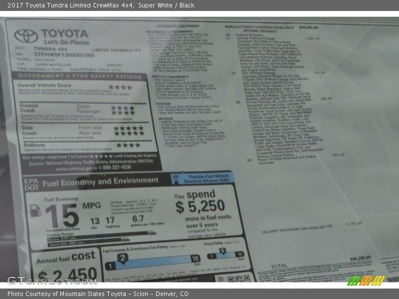 Super White / Black 2017 Toyota Tundra Limited CrewMax 4x4