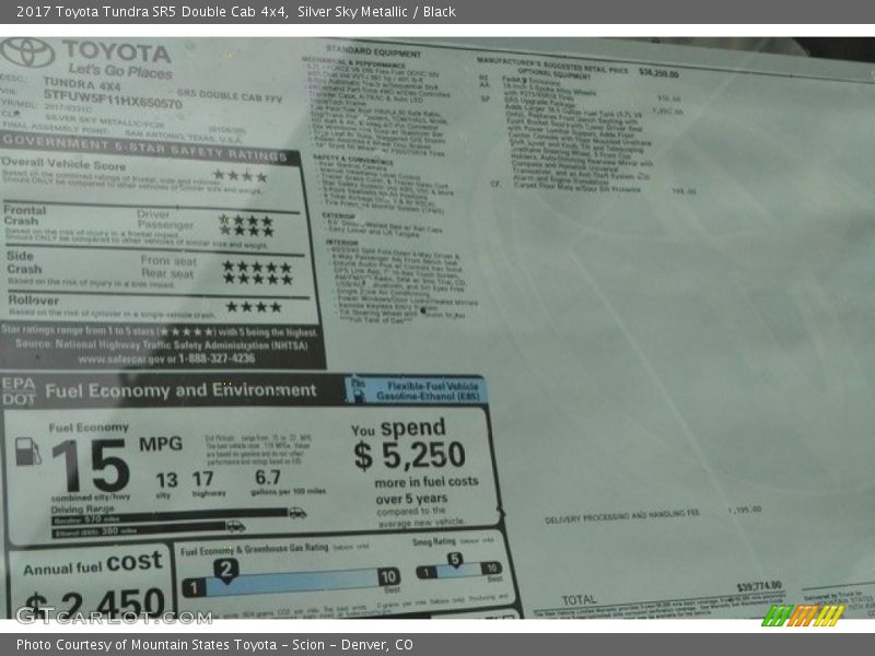 Silver Sky Metallic / Black 2017 Toyota Tundra SR5 Double Cab 4x4