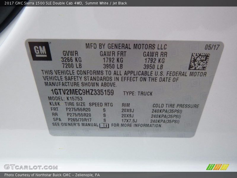 Summit White / Jet Black 2017 GMC Sierra 1500 SLE Double Cab 4WD