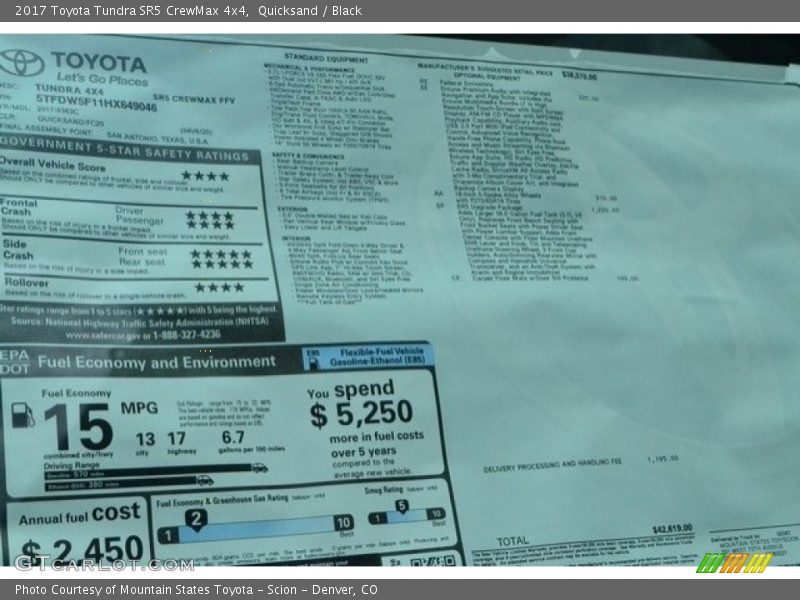 Quicksand / Black 2017 Toyota Tundra SR5 CrewMax 4x4