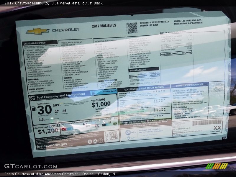 Blue Velvet Metallic / Jet Black 2017 Chevrolet Malibu LS