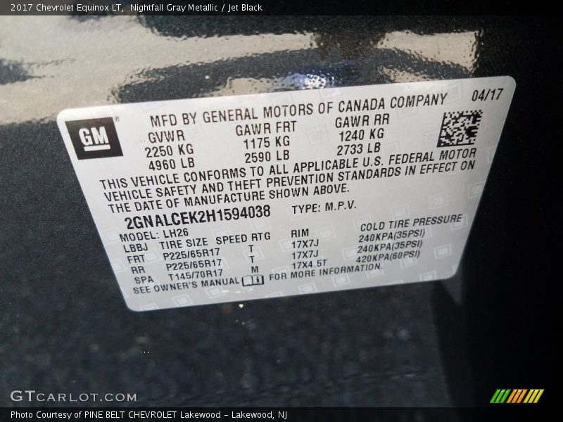 Nightfall Gray Metallic / Jet Black 2017 Chevrolet Equinox LT