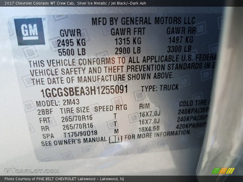 Silver Ice Metallic / Jet Black/­Dark Ash 2017 Chevrolet Colorado WT Crew Cab