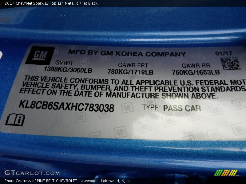 Splash Metallic / Jet Black 2017 Chevrolet Spark LS
