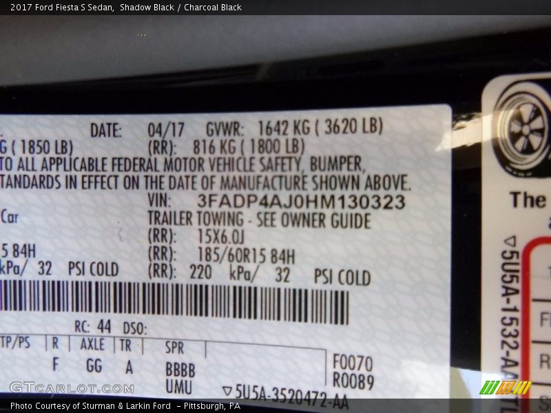 Shadow Black / Charcoal Black 2017 Ford Fiesta S Sedan