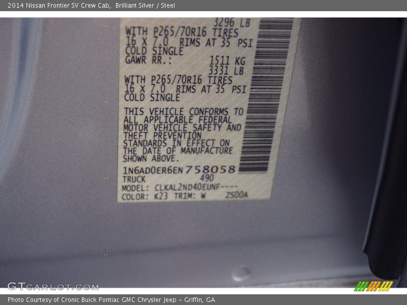 Brilliant Silver / Steel 2014 Nissan Frontier SV Crew Cab